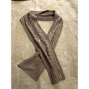 CHAPS Cable Knit Scarf Beige Acrylic Lambswool Blend 7x65 Winter